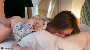 A hot Russian girl had an unforgettable experience with her stepmom at the hotel