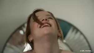 Two hot blondies in their house are having a good time