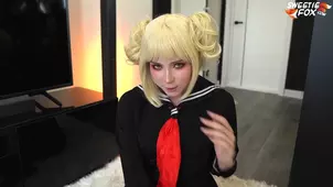 A nice girl in a toga gets the distorted hole filled with sperm