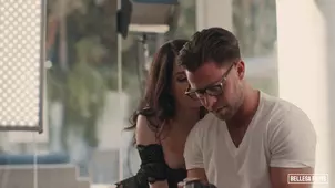 Petite girl Evelyn Claire skillfully practices deep throat and receives facial finishes in hardcore scenes