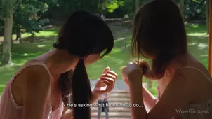 Girls Shrima and Elle are too shy to clap with each other