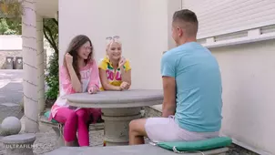 The sexual women showed no mercy to an unprepared man in a threesome