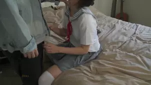 Young ASEAN schoolgirl in pigtails and stockings gets fucked
