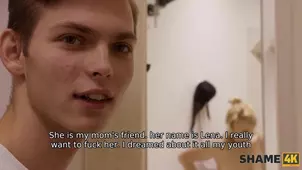 My friend made a video of fucking with European MILF in shower