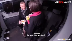 Blondie was driving around when her car broke down and she got frisky