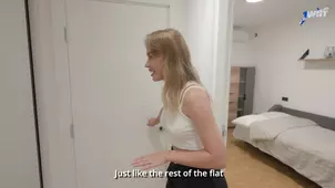 A young beauty Mari Moore got her pussy filled with semen while enjoying new furniture