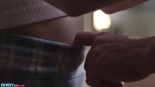 The stepdaughter Chloe Rose is really good at deep throat skills