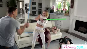 Horny stepsister and her friend got a dick in their pussy in a threesome