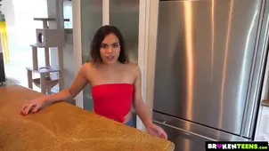 Petite girl learned to suck her stepfather's cock for gifts