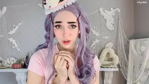 The young witch indulges in self pleasure while wearing knee high socks