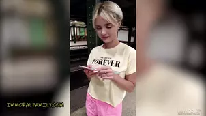 A girl with a cream is fucked in all holes