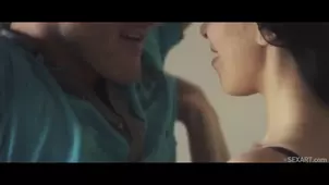 Hot Russian brunette Kira Queen in scissoring action with passion