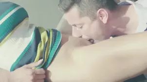 The boy rewarded the athlete for the trained form with sperm and juice