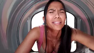Pervert guy screwed Asian stepsister Jada Kai in dryer at home