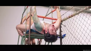 The scientist with passion for tattoos Nina Elle in every pose takes her lover