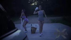 Jill and Whitney sharing cock with their friend in a stunning threesome