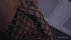 A commercial with a charming girl in stockings and lingerie for a well known brand