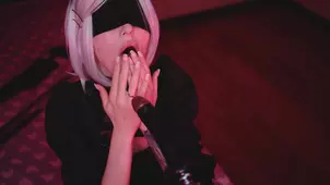 The nerd in cosplay was taken by a machine inspired by Yorha B