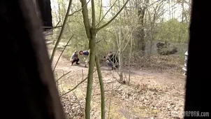 Hardcore BDSM piss play action with Freya Dee and Sandra Soul in a trailer