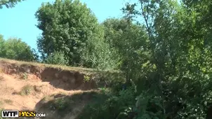 Sex of a girl with glasses on the boat with a group of guys