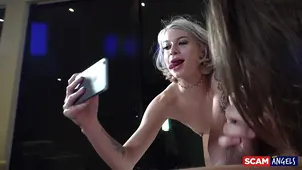 Arya Fae shares cock with two guys in steamy threesome