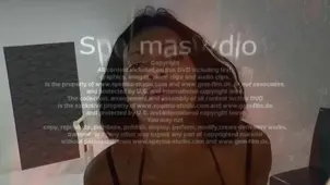 A beautiful black woman receives a lot of cum from the studio