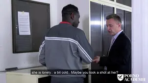 Two guys fucked office girl Anna Polina in hardcore anal sex