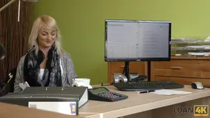 A cute blonde girl in a uniform has sex to pay a loan