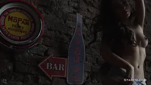 NicoleQ flaunts her boobs and ass in a bar scene shot in K quality