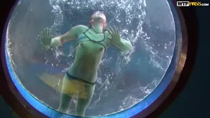 Underwater elegant sex with beauty Eva who loves to experiment with her body