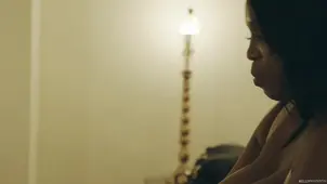 A black and pretty woman gets fucked hard by a huge black cock in p