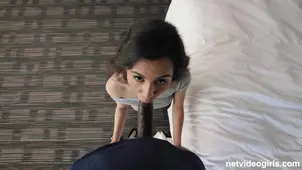 Young Christian reads a book when a black slut comes