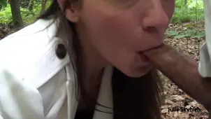 A cute chick Julie Skyhigh is fucking on the forest